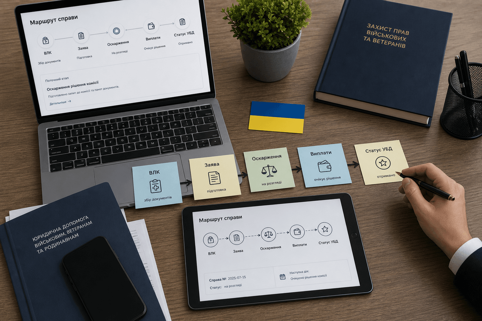 Маршрут юридичної справи військового: ВЛК, заява, оскарження, виплати та статус УБД