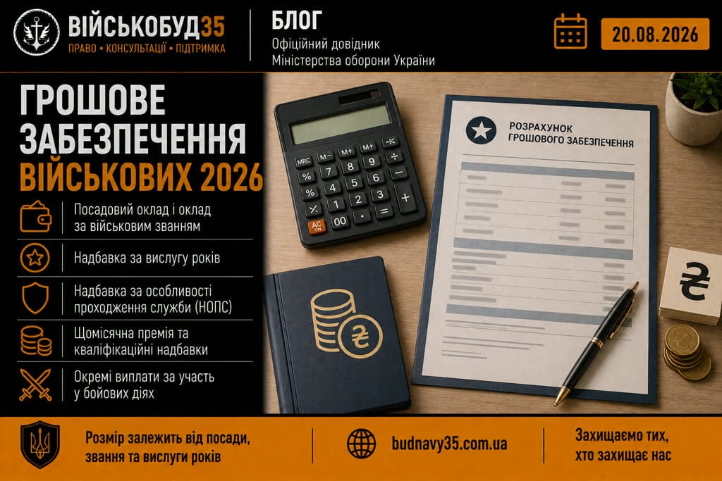 Грошове забезпечення військових — структура виплат у 2026 році