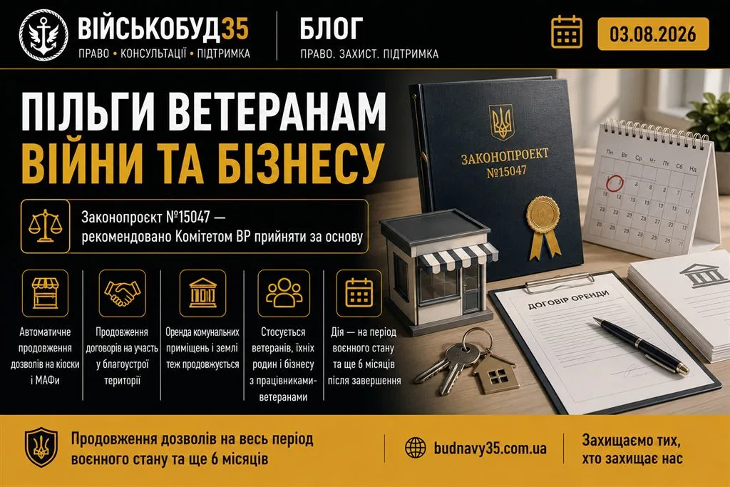 Продовження дозволів і пільги ветеранам війни та бізнесу