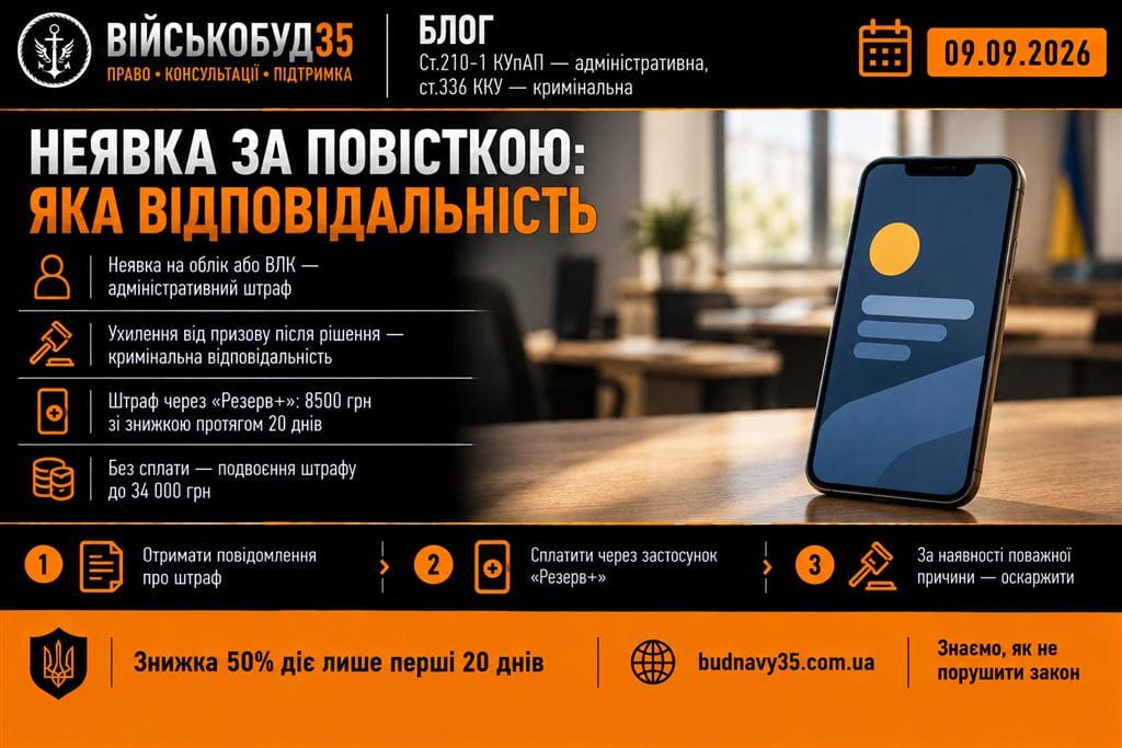Неявка за бойовою повісткою — яка відповідальність ВІЙСЬКОБУД35