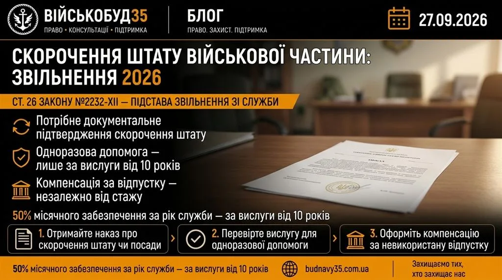Скорочення штату військової частини — підстава звільнення зі служби