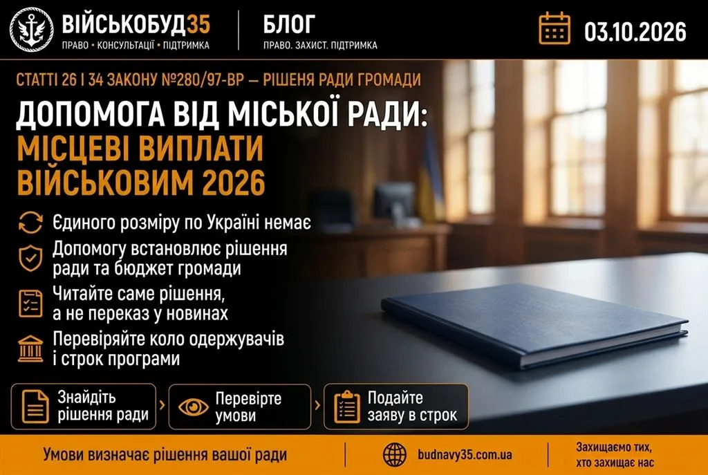 Допомога від міської ради: місцеві виплати військовим 2026 — ВІЙСЬКОБУД35